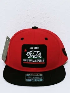 California Republic Bear Embroidered Junior Hat Boys Red Baseball Cap Snapback - Picture 1 of 5