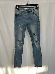 Zara Distressed Skinny Jeans Medium Wash Blau Damen Gr. 0 - Bild 1 von 3