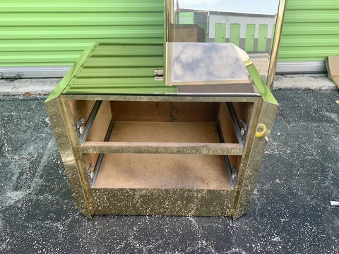 Vintage 1970s Brass And Mirrored Glass Ello Nighstand Cover