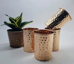 Pure Copper Tumbler, Copper Drinkware. Copper Glass, Home Decoration 4 Piece Set - Picture 1 of 4