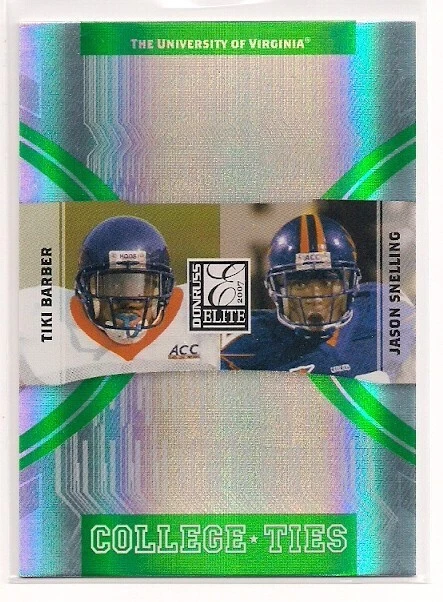 2007 TIKI BARBER & Snelling Elite College Ties /800 Rookie VIRGINIA CAVALIERS - Image 1 of 1