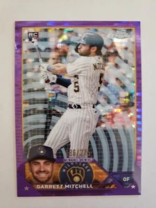2023 Topps cromo SONAR REFRACTOR PÚRPURA 186/275 Garrett Mitchell RC 110 Brewers - Imagen 1 de 2