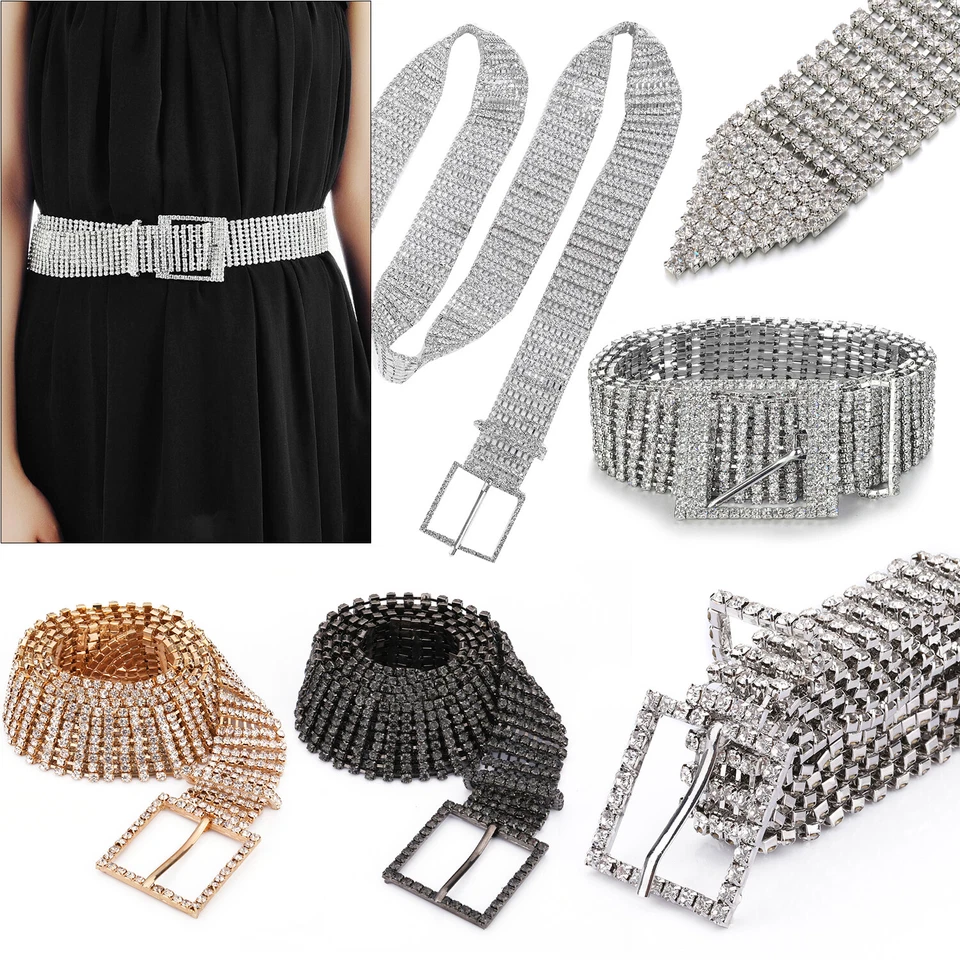 Silber Gold Verstellbar Strass Taille Kette Anhänger Gürtel Hochzeit Dekor - Bild 1 von 1