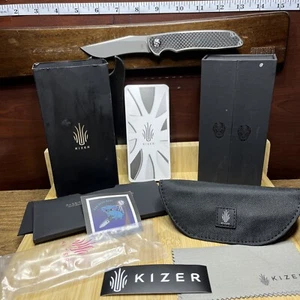 Kizer Cutlery Titanium Satin Curved Folding Pocket Knife - KI4510A2 - Picture 1 of 8