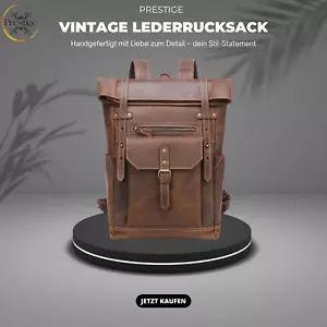 ✅ Leder Rucksack Herren Damen Backpack Handgefertigt Vintage Laptoprucksack - Bild 1 von 18
