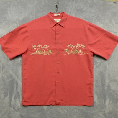 Camisa Bambú Cay Para Hombres Grande Bordada Palmera Piña Hawaiana Playa Fiesta Foto 1 de 4