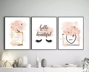 Set of 3 Watercolor Perfume Lashes Fashion Wall Art Print. A3 A2 A1 Sizes. - Bild 1 von 7