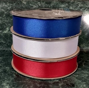 3 Spools Red, White & Blue Grosgrain Ribbon 7/8" X 7 Yds By The Ribbon Boutique - Picture 1 of 3