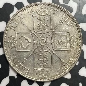 1887 Great Britain Victoria 1 Florin Lot#JM8891 Silver! High Grade! Beautiful! - Picture 1 of 2
