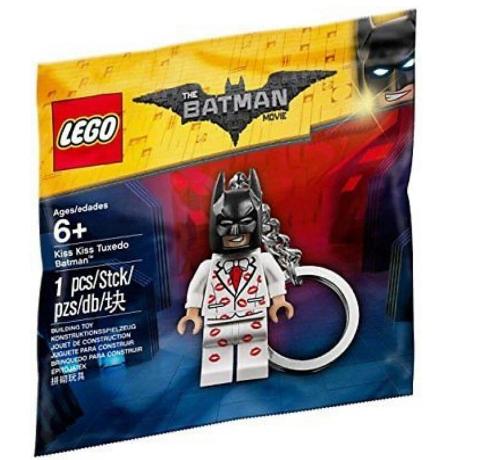 LLAVERO BESO ESMOQUIN BATMAN película lego legos llavero traje BOLSO SELLADO labios NUEVO Foto 1 de 1