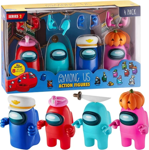 Among Us Action Figures 4pk 4.5" Cap-tain Punkin Floaty Flamingo Chop-Chop Cover
