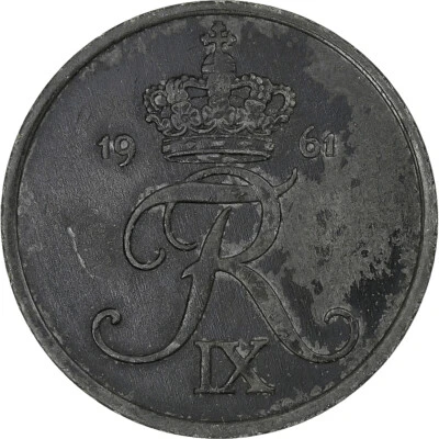 [#349043] Denmark, Frederik IX, 5 Øre, 1961, Copenhagen, EF, Z, inc - Image 1 of 2