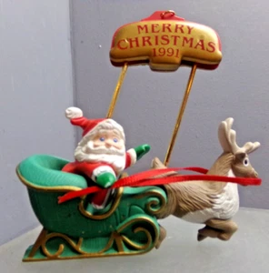 HALLMARK KEEPSAKE CHRISTMAS ORNAMENT UP N DOWN JOURNEY REINDEER GALLOPS - Picture 1 of 6