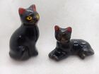 Vintage Pair Of MCM Redware Ceramic Cat Figurine Halloween- 
