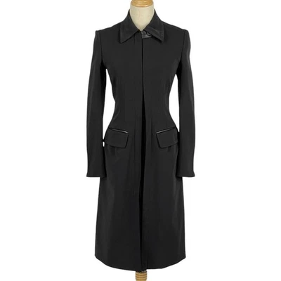 PRADA Long double zip-up coat Back slit Coat acetate Nylon Polyurethane Blac... - Image 1 of 4