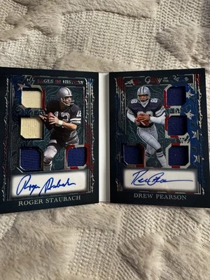 Folleto automático parche Roger Staubach Drew Pearson 2025 Leaf Glory of the Game 02/05 Foto 1 de 3