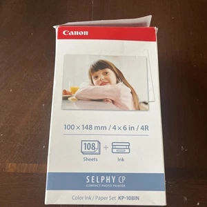 Canon Selphy CP1500 CP1300 CP1200 4x6 108 sheets Color Ink Paper Set KP-108IN - Afbeelding 1 van 4
