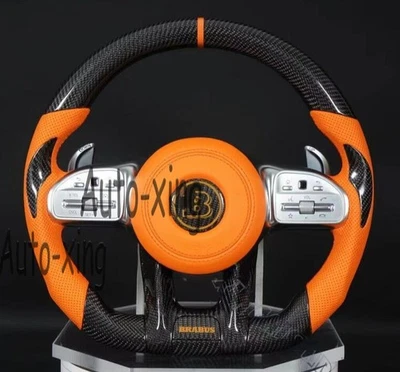 Volante plano de fibra de carbono AMG para Mercedes-Benz BRABUS GLE G63 GT E300 C Foto 1 de 4