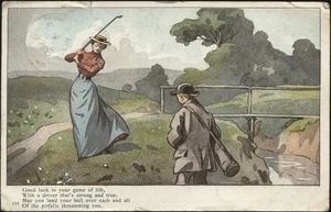 GB. Used Real Photo Golf Postcard Good Luck to your game of Life 1905 - Picture 1 of 2