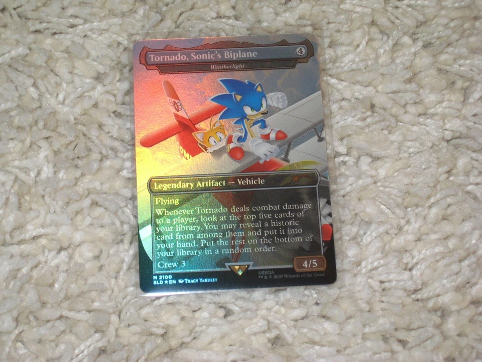 Magic Gathering Secret Lair Sonic MTG Foil Tornado, Sonic's Biplane Weatherlight - Image 1 of 1