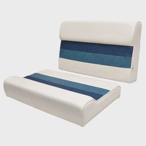 Boat Bench Seat Cushions 27SEAT-DELX-WNBU | 27In White Blue (Set of 2) - Picture 1 of 9