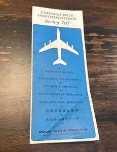 Boeing 707 Instrucciones de Emergencia Pan American Airlines Ephemera De Colección Años 60 - Imagen 1 de 5