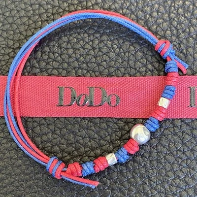 Dodo Pomellato Bracciale Rosso Blu Bologna Pepita Granelli Argento Unisex Origin - Immagine 1 di 4