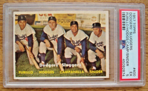 1957 Topps PSA 5 EX #400 Dodgers Sluggers Furillo/Hodgs/Campanella/Snider