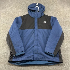 North Face Jacket Mens 2XL Blue Black Parka Hooded Rain Coat Nylon Ski Snow - Picture 1 of 12