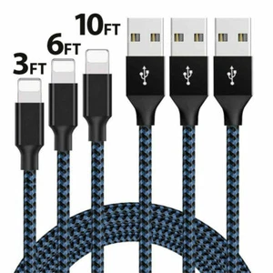 3 Pack Fast Charger Cable Heavy Duty For iPhone 8 7 X XR 11 12 13 Charging Cord  - Picture 1 of 10