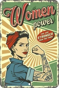 Women Power Vintage Retro Strong Aluminum Tin Sign Plaque Man Cave Bar Decor S16 - Picture 1 of 1