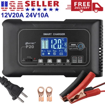 20A 12/24V Smart Battery Charger Automatic Maintainer Trickle Charger&Desulfator - Image 1 of 4