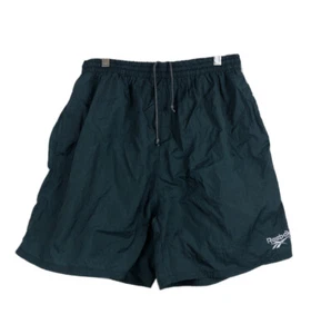 Reebok Vtg Athletic Nylon Gym Shorts Dark Green/Black - Men's Large - Picture 1 of 8