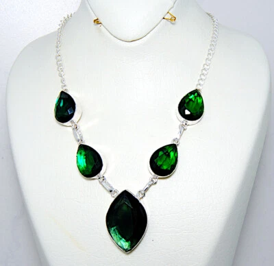 Damenanhänger auffallende Anhänger Sterling Silber 925 Edelstein Diopsid, Dunk  - Bild 1 von 3