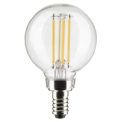 Satco S21210 LED Clear Bulb 5.5 Watt = 60W G16.5 CL 3000K Candelabra E12 Base - Image 1 of 3