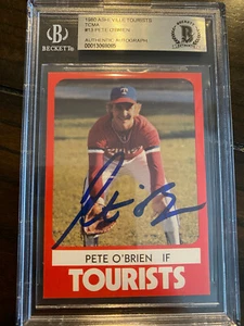 Pete O'Brien 1980 TCMA Asheville Tourists Minor League Rookie RC handsigniert BAS - Bild 1 von 1