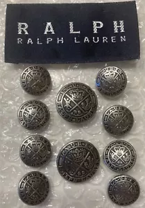 Ralph Lauren Blazer Button Set 10 Silver Pewter Royal Blackheath Golf Club “LRL” - Picture 1 of 7