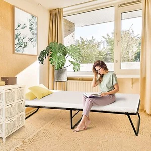 Letto pieghevole letto ospiti pieghevole metallo materasso pieghevole 7 cm materasso pieghevole 80 x 190 cm - Foto 1 di 12