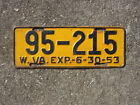 1953 West Virginia Yellow Black License Plate Chevrolet Chevy Ford 58 668 WV WVA