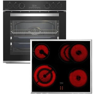 Beko BBUS13320XE Einbau-Herdset Backofen Glaskeramik-Kochfeld Grill Edelstahl A+ - Bild 1 von 12
