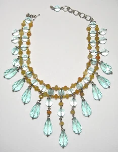 COLLAR Bibb Declaración Gema CITRINO/AQUAMARINA SIMULADA 925 LILIA LOPEZ - Imagen 1 de 3