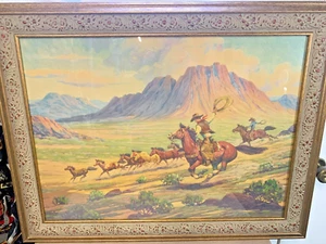 Till Goodan "Mustang Ranchers" Custom Framed Print Circa 1940 - Picture 1 of 13