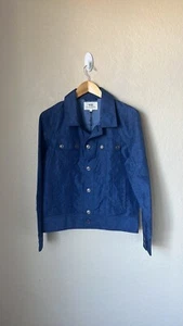 WRK blue linen print Button trucker jacket NWT - Picture 1 of 7
