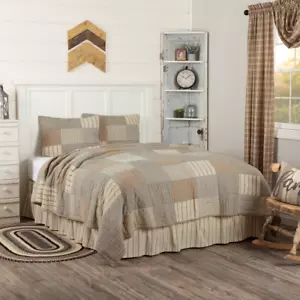 Sawyer Mill Luxury King 3 Pc Set-Charcoal Grey/Khaki/Cream Patchwork Quilt Set - Picture 1 of 6