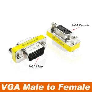 VGA D-Sub 15Pin Female to Male Gender Changer Bender Adaptor Joiner Coupler SVGA - Picture 1 of 3