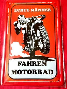 Placa de chapa 20x30 hombres reales conducir motocicleta bicicleta dicho divertido placa de metal - Imagen 1 de 1
