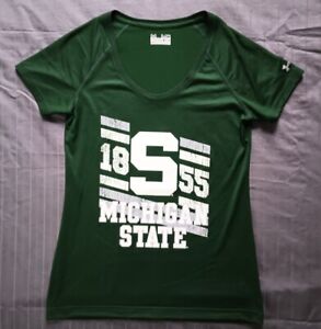 Under Armour Michigan State University Shirt Women's Medium Green Short Sleeve