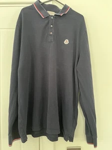 Men’s Moncler Navy Long Sleeve Polo, XXL - Picture 1 of 3