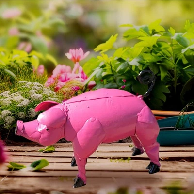 Arte en metal hecho a mano escultura de cerdo hogar jardín decoraciones Foto 1 de 4