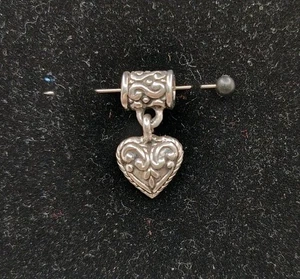 Vintage Mexico 925 Sterling Silver Ornate Heart Pendant Dangle - Picture 1 of 7